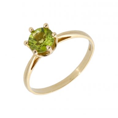New 9ct Yellow Gold Peridot Solitaie Dress Ring