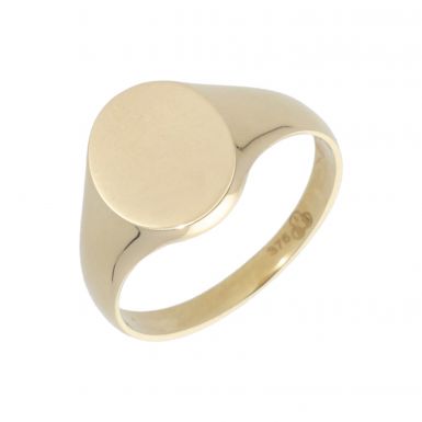 New 9ct Yellow Gold Oval Polished Signet Ring