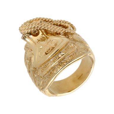 New Yellow Gold Gents Saddle & Rope Ring 1.oz