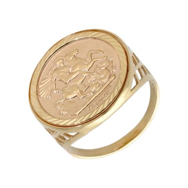 New 9ct Yellow Gold George & Dragon Coin Style Ring