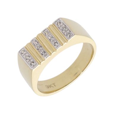 New 9ct Yellow Gold Cubic Zirconia Rectangle Signet Ring