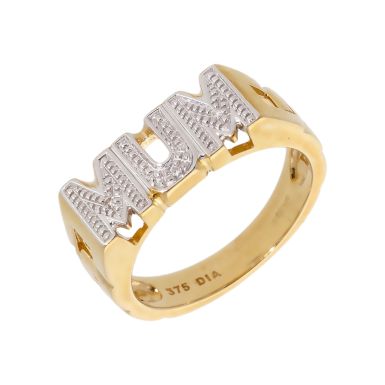 New 9ct Yellow Gold Diamond Set MUM Ring