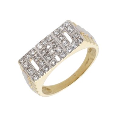 New 9ct Yellow Gold Cubic Zirconia Dad Ring