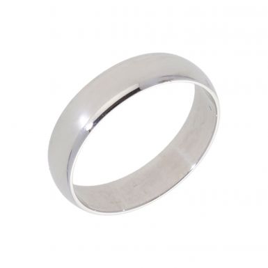 New 9ct White Gold 5mm D Shape Wedding Ring