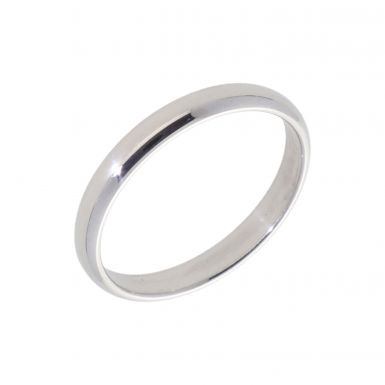 New 9ct White Gold 2.5mm D Shape Wedding Ring