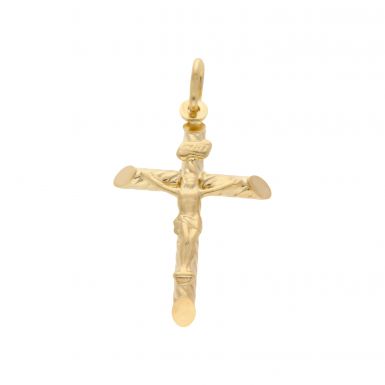 New 9ct Yellow Gold Twist Pattern Crucifix Pendant