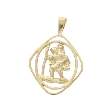 New 9ct Yellow Gold Open St Christopher Pendant