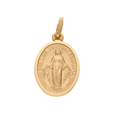 New 9ct Yellow Gold Oval Miraculous Medal Pendant