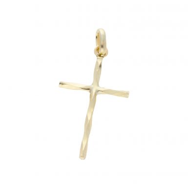 New 9ct Yellow Gold Twisted Cross Pendant