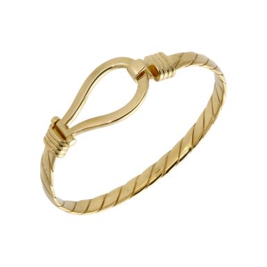 New 9ct Yellow Gold Gents Twisted Hook Bangle 1.1oz