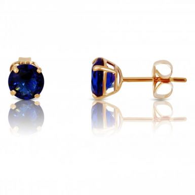 New 9ct Yellow Gold Blue Cubic Zirconia Stud Earrings