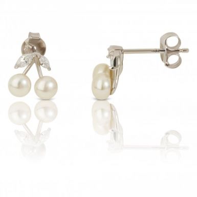 New Sterling Silver Freshwater Pearl Cherry Stud Earrings