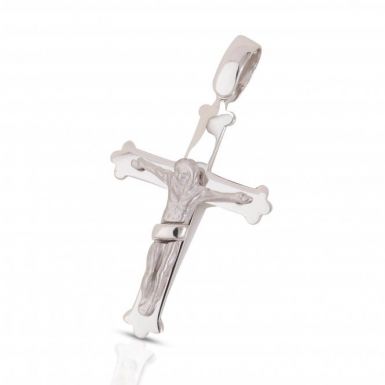 New Sterling Silver Matt & Polish Crucifix Pendant