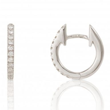 New 9ct White Gold 0.25ct Diamond Hoop Huggie Style Earrings