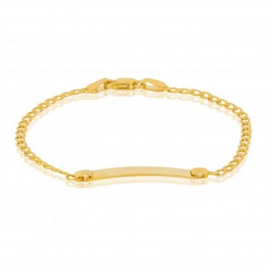 New 9ct Yellow Gold Childs Identity Curb Link Bracelet