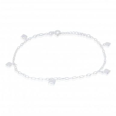 New Sterling Silver Multi Heart Drop Ladies Anklet