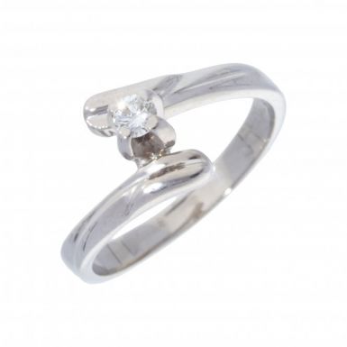 Pre-Owned 14ct White Gold Diamond Solitaire Twist Ring