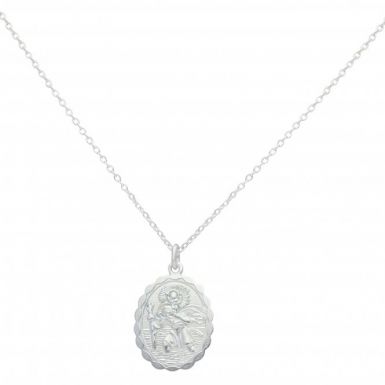 New Sterling Silver Reversible St Christopher Chain Necklace