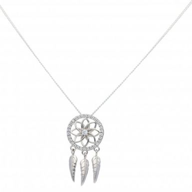 New Sterling Silver Stone Set Dreamcatcher Pendant & Necklace