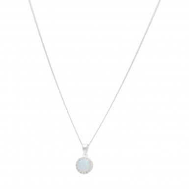 New Sterling Silver Cubic Zirconia & Cultured Opal Necklace