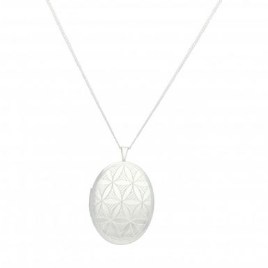 New Sterling Silver Oval Locket Pendant & 18 Inch Necklace