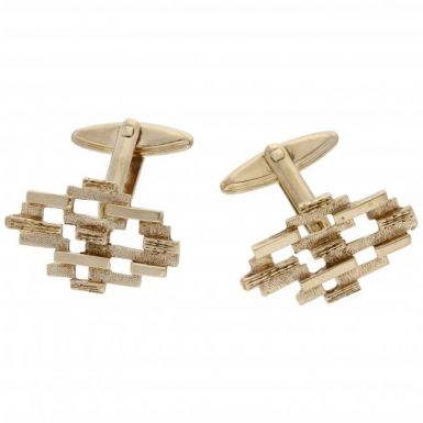 Pre-Owned 9ct Yellow Gold Barked Effect Cufflinks