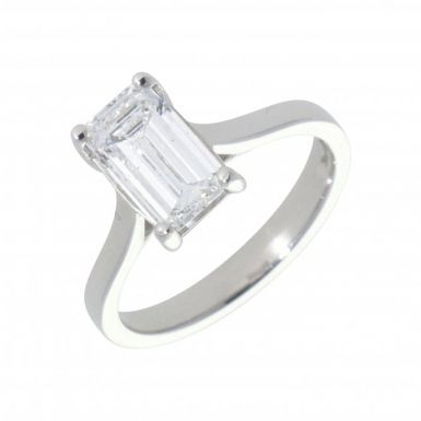 Pre-Owned Platinum 1.65 Carat Emerald Cut Diamond Solitaire Ring