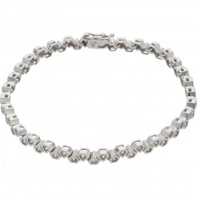 Pre-Owned 9ct White Gold 7.5 Inch Cubic Zirconia Geo Bracelet