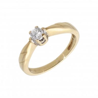 Pre-Owned 9ct Yellow Gold 0.15 Carat Diamond Solitaire Ring