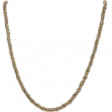Pre-Owned 9ct Yellow & White Gold Box Link Twist Chain Necklace
