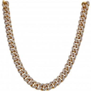 New 9ct Gold 28 Inch Solid Cubic Zirconia Cuban Curb Chain 5.6oz