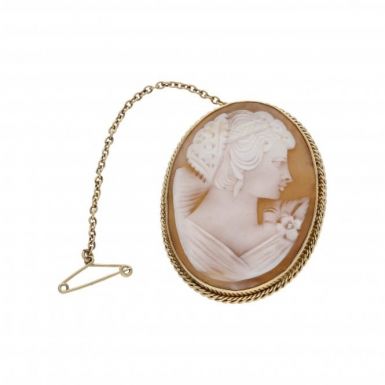 Pre-Owned 9ct Yellow Gold Oval Cameo Brooch