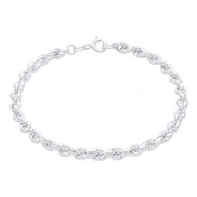 New Sterling Silver 7 Inch Hollow Rope Bracelet