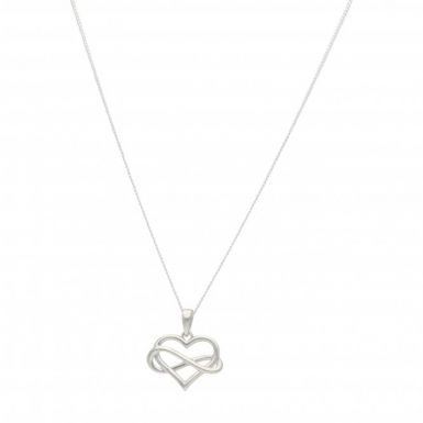 New Sterling Silver Infinity Heart Pendant & 18" Chain Necklace