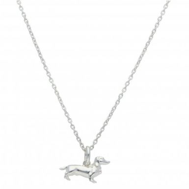 New Sterling Silver Dachshund Sausage Dog Pendant & 18" Necklace
