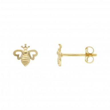 New 9ct Yellow Gold Bee & Heart Wings Stud Earrings