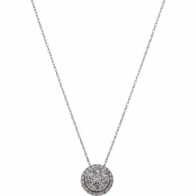 New 9ct White Gold 0.50ct Diamond Cluster Pendant & 18" Necklace