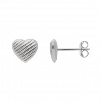 New Sterling Silver Double Sided Pattern Heart Stud Earrings