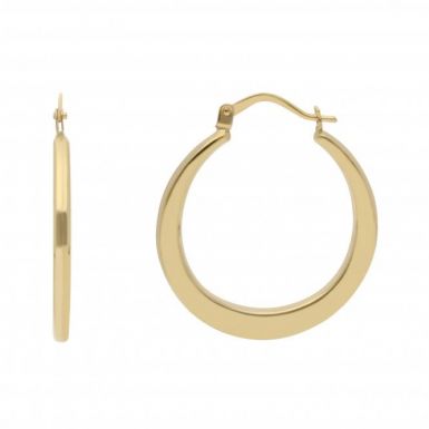 New 9ct Yellow Gold 24mm Flat Round Creole Hoop Earrings