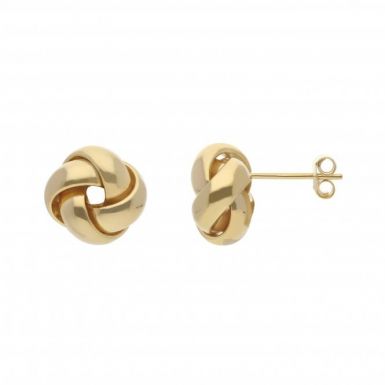 New 9ct Yellow Gold 10mm Knot Stud Earrings