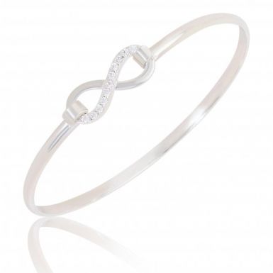 New Sterling Silver Cubic Zirconia Infinity Hook Bangle
