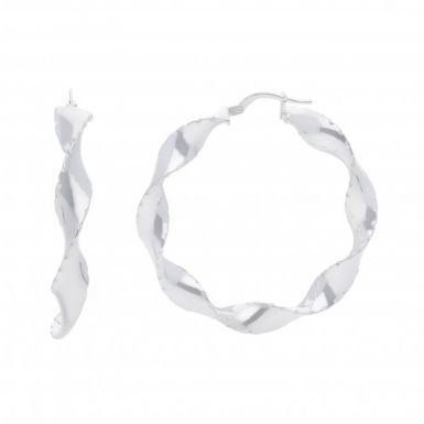 New Sterling Silver 40mm Large Twisted Creole Hoop Earrings