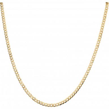 New 9ct Yellow Gold 22" Flat Curb Chain Necklace