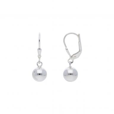 New Sterling Silver 8mm Ball Drop Earrings with Leverback Wires