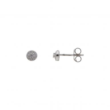 New Sterling Silver Cubic Zirconia Round Stud Earrings