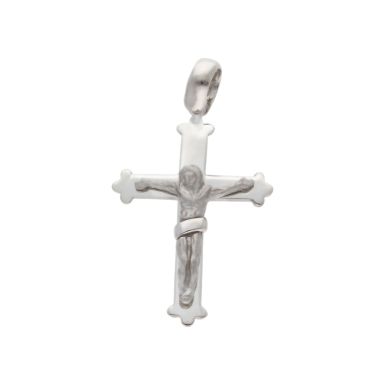 New Sterling Silver Matt & Polish Crucifix Pendant