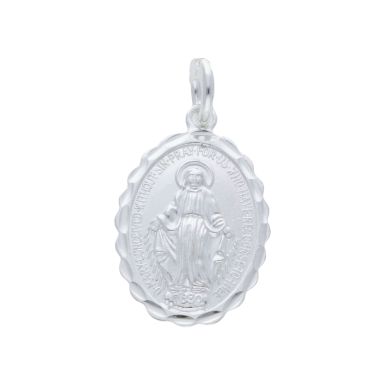 New Sterling Silver Miraculous Medal Pendant