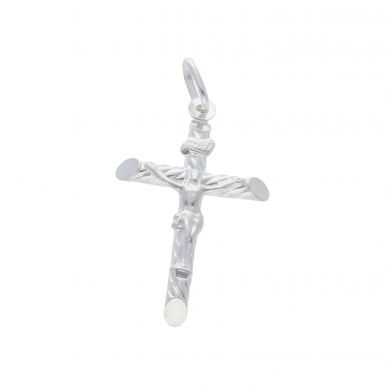 New Sterling Silver Twist Design Crucifix Pendant