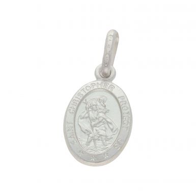 New Sterling Silver Small Oval St Christopher Pendant