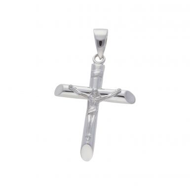 New Sterling Silver Polished Crucifix Pendant